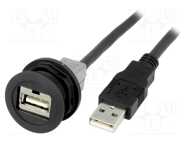 USB socket; 22mm; har-port; -25÷70°C; Ø22.3mm; IP20; Colour: black