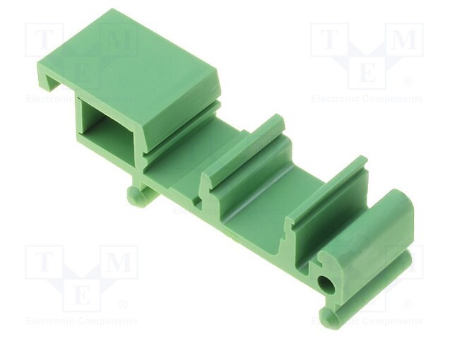 DIN rail mounting bracket; 72x17mm; Body: green
