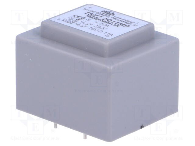 Transformer: encapsulated; 2VA; 230VAC; 18V; 0.11A; Mounting: PCB