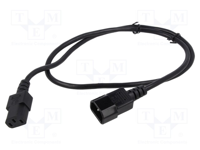 Cable; IEC C13 female,IEC C14 male; PVC; 1m; black; 10A; 250V; 39"