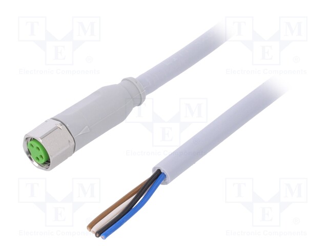 Connection lead; M8; PIN: 4; straight; 5m; plug; 30VAC; -25÷80°C