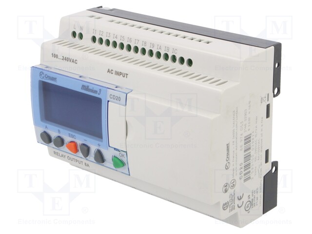 Programmable relay; IN: 12; Anal.in: 0; OUT: 8; OUT 1: relay; DIN