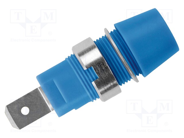 Socket; 4mm banana; 32A; 1kVDC; blue; nickel plated; screw; 41mm