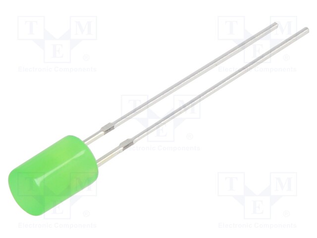 LED; 5mm; green; 500÷750mcd; 140°; Front: flat; 15V; No.of term: 2