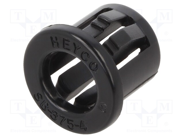 Grommet; Ømount.hole: 9.5mm; Øhole: 6.35mm; polyamide; black