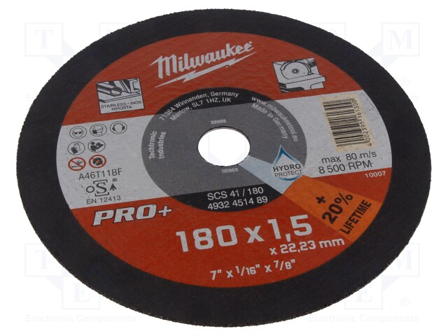 Cutting wheel; Ø: 180mm; Øhole: 22.2mm; Disc thick: 1.5mm