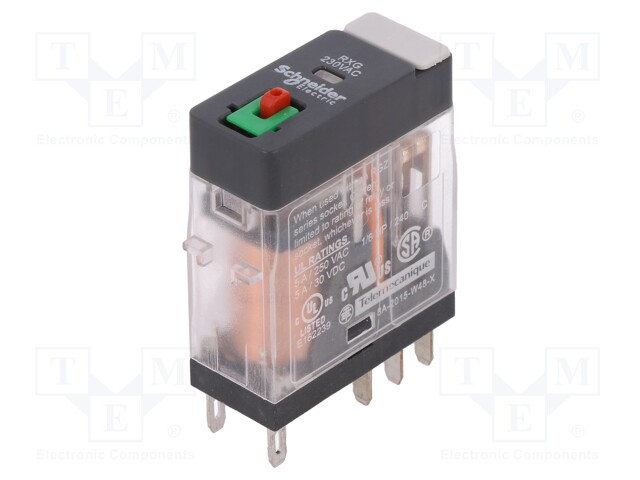 Relay: electromagnetic; DPDT; Ucoil: 230VAC; 5A/250VAC; 5A/30VDC