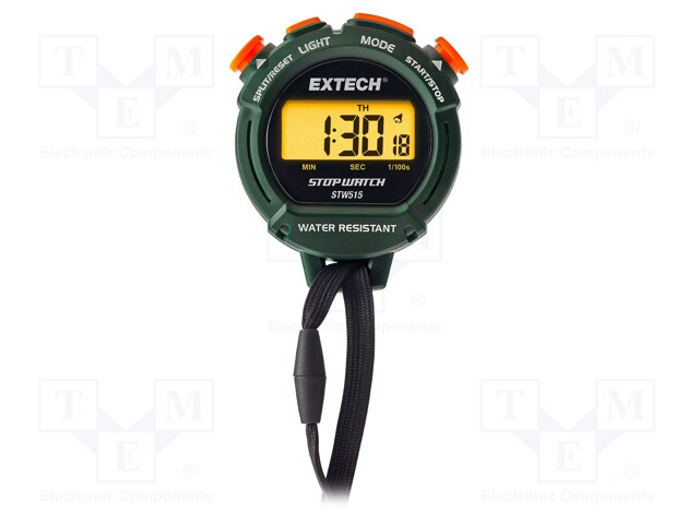 Meter: stop watch; LCD; Power supply: battery CR2032 3V x1; 56g