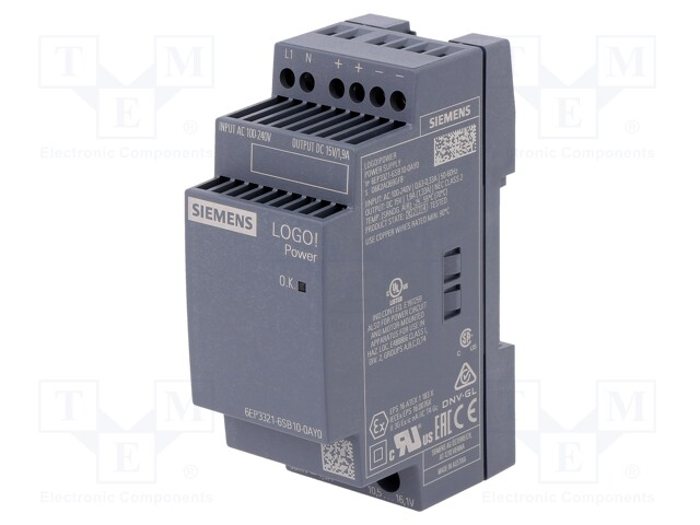 Power supply: switched-mode; 28.5W; 15VDC; 1.9A; 85÷264VAC; IP20