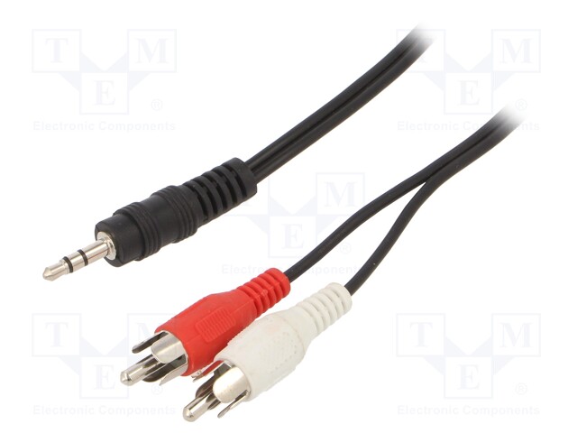 Cable; Jack 3.5mm 3pin plug,RCA plug x2; 20m; black