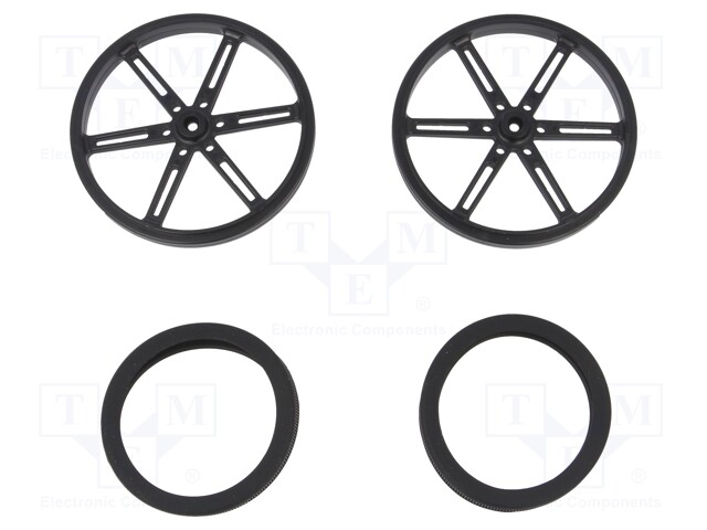 Wheel; black; Pcs: 2; push-in,screw; Ø: 90mm; Shaft dia: 5.8mm