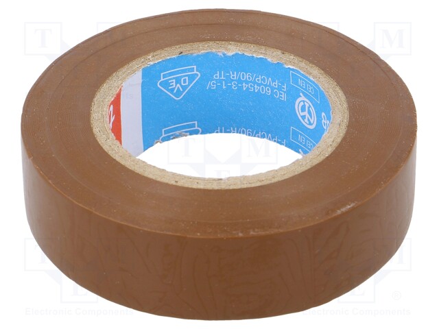 Electrically insulated tape; PVC; W: 19mm; L: 25m; brown