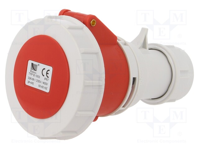 Connector: AC supply 3-phase; plug; female; 32A; 400VAC; IEC 60309