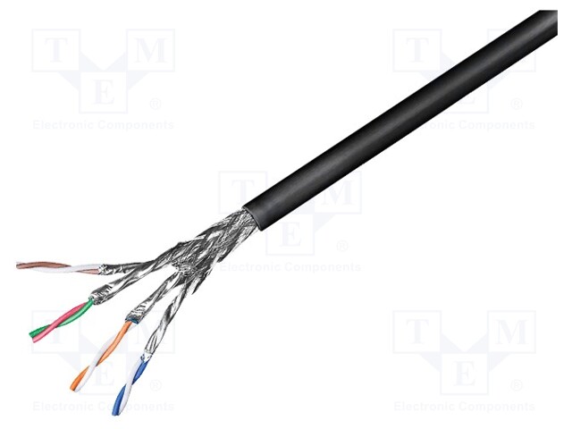 Wire; S/FTP; 6; outdoor; solid; CCA; 4x2x23AWG; PE; black; 100m