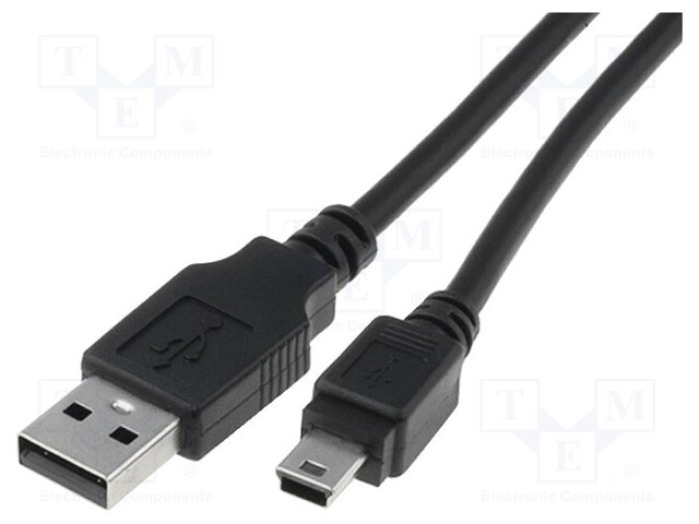 Cable; USB 2.0; USB A plug,USB B mini plug; nickel plated; 1.8m