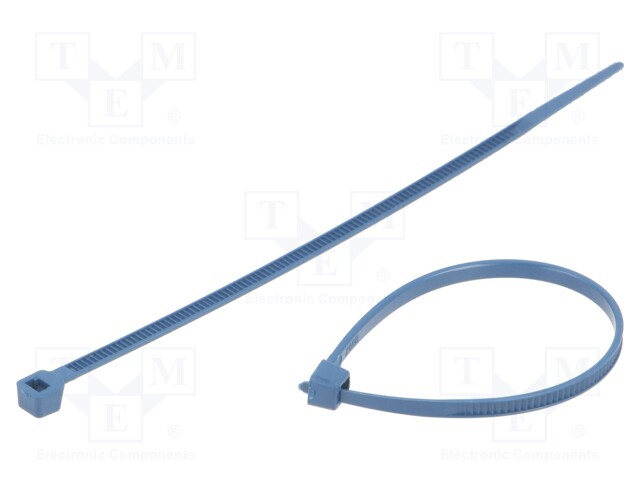 Cable tie; with metal; L: 100mm; W: 2.5mm; polyamide; 80N; blue