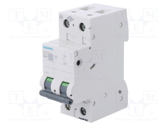 Circuit breaker; 400VAC; Inom: 16A; Poles: 1+N; DIN; Charact: B; 6kA