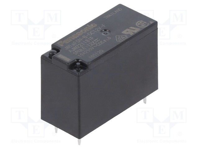 Relay: electromagnetic; SPST-NO; Ucoil: 12VDC; 10A/250VAC; 270Ω