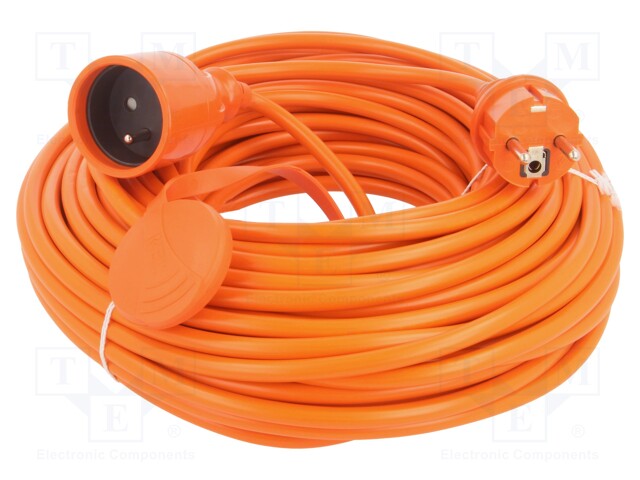 Extension lead; Sockets: 1; PVC; orange; 3x1,5mm2; 30m; 16A