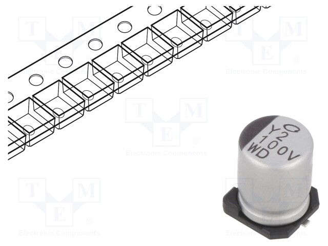 Capacitor: electrolytic; SMD; 100uF; 35VDC; Ø8x10mm; ±20%; 5000h