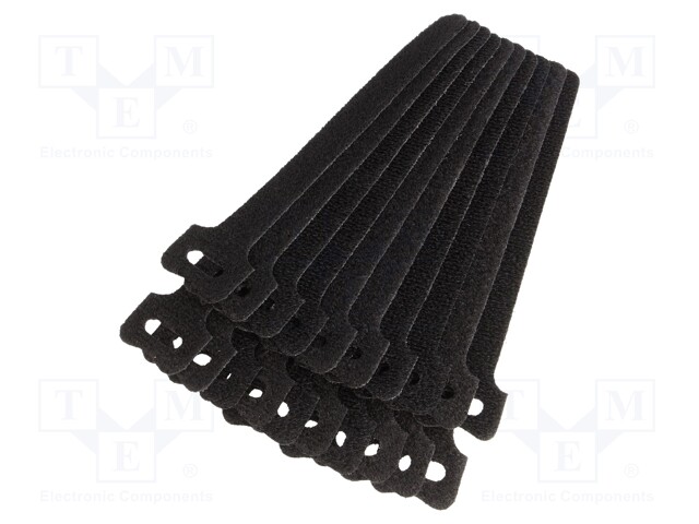 Velcro tie; L: 125mm; W: 12mm; black; 20pcs; Ømax: 30mm