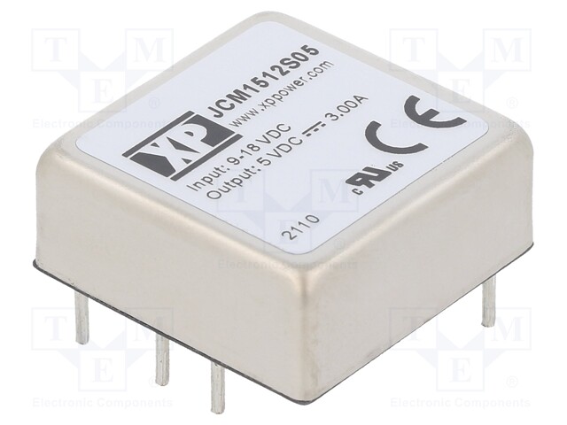 Isolated Board Mount DC/DC Converter, 2:1 Input, ITE, 1 Output, 15 W, 5 V, 3 A