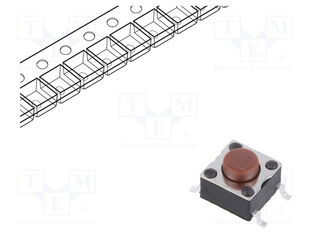 Microswitch TACT; Pos: 2; 0.05A/12VDC; SMD; none; 1.6N; 6x6x3.5mm