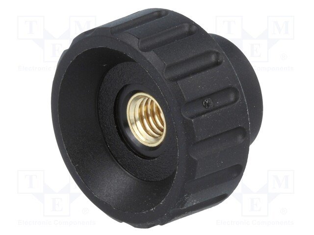 Knob; Dia: 25mm; M6; 14mm; H: 19mm; polyamide; Boss material: brass