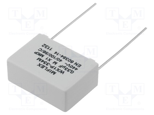 Capacitor: polypropylene; X1; 330nF; 440VAC; ±20%; THT