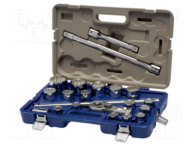 Wrenches set; 6-angles,socket spanner; Mounting: 3/4"; 21pcs.