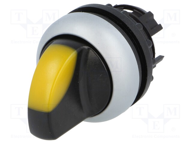 Switch: rotary; Stabl.pos: 3; 22mm; yellow; IP67; Pos: 3; Ø22.5mm