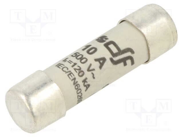 Fuse: fuse; gG; 10A; 500VAC; 250VDC; 10.3x38mm