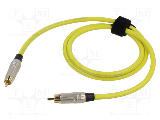 Cable; RCA plug,both sides; 1m; Plating: gold-plated; yellow