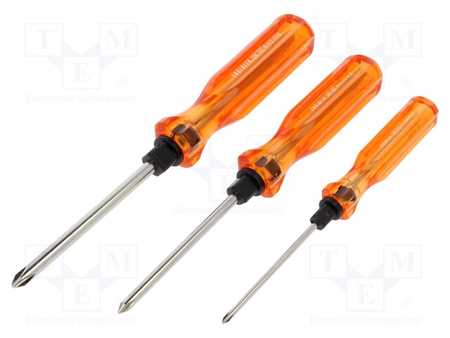 Screwdrivers; Pcs: 3; Bit: Phillips,slot