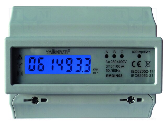 Electric energy meter; digital,mounting; for DIN rail mounting