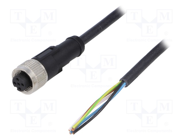 Connection lead; M12; PIN: 5; straight; 2m; plug; 60VAC; 4A; -25÷80°C