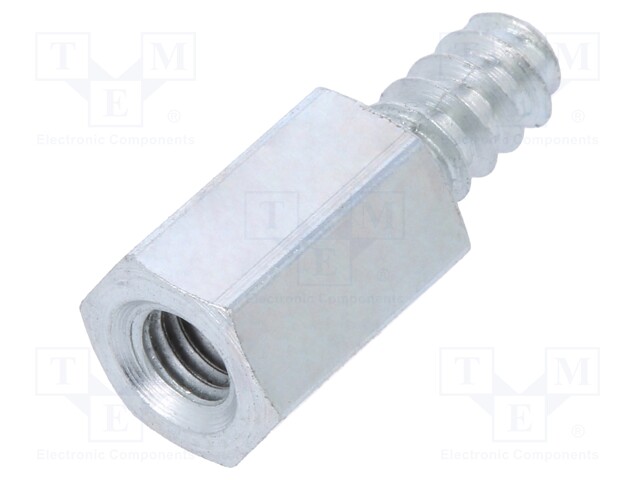 Screwed spacer sleeve; Int.thread: M4; 10mm; Ext.thread: ST4,2