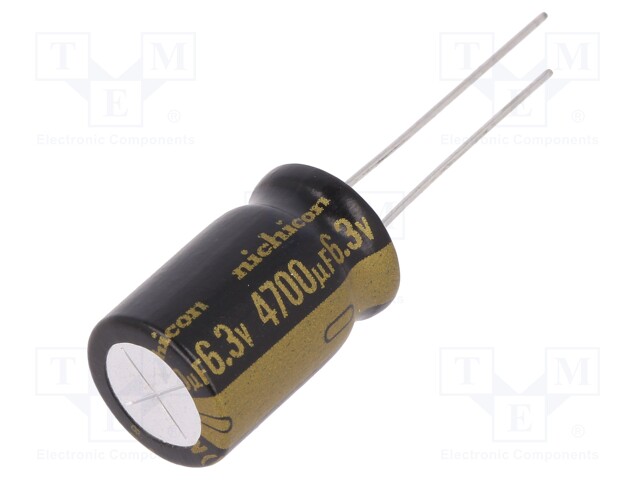 Capacitor: electrolytic; THT; 4700uF; 6.3VDC; Ø12.5x20mm; ±20%