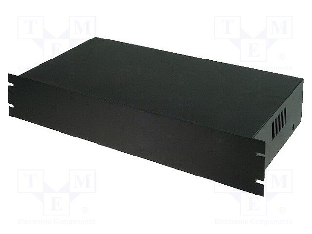 Enclosure: 19" standard; 2U; black; Enclos.mat: steel; Y: 250mm