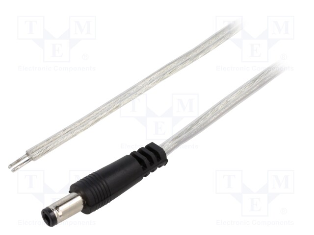 Cable; wires,DC 5,5/2,5 plug; straight; 0.5mm2; transparent; 2m