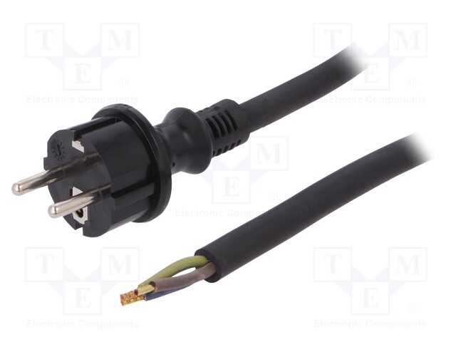 Cable; SCHUKO plug,CEE 7/7 (E/F) plug,wires; 4.5m; black; rubber