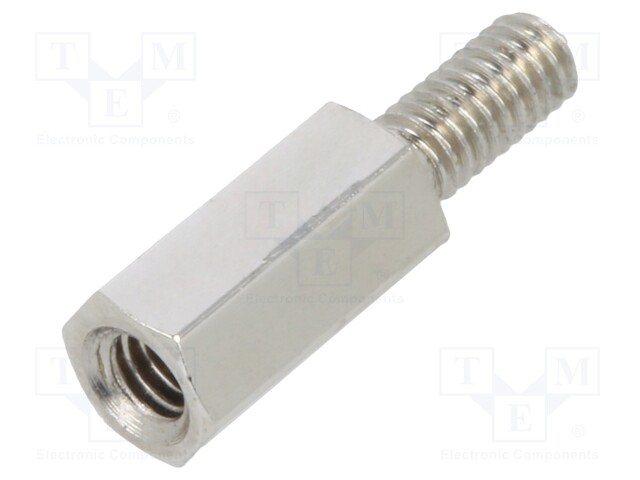 Screwed spacer sleeve; Int.thread: M2,5; 8mm; Ext.thread: M2,5