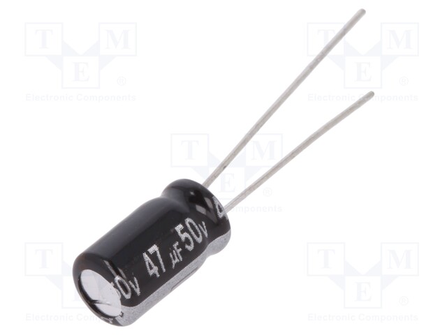 Capacitor: electrolytic; THT; 47uF; 50VDC; Ø6.3x11mm; Pitch: 2.5mm