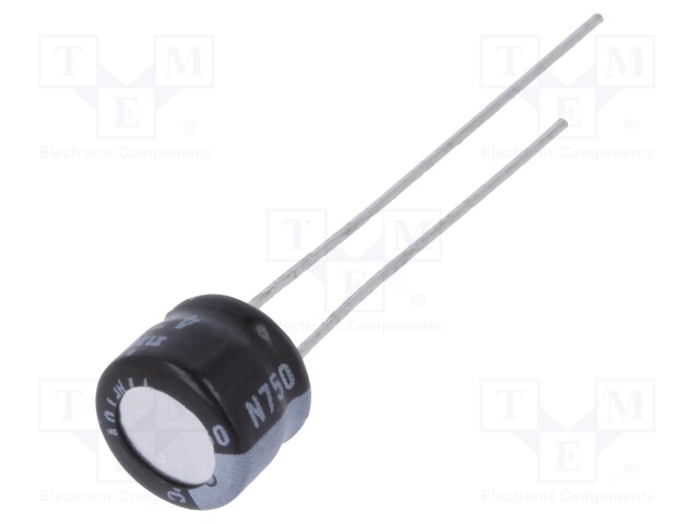 Capacitor: electrolytic; THT; 47uF; 10VDC; Ø6.3x5mm; Pitch: 2.5mm