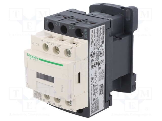 Contactor: 3-pole; NO x3; Auxiliary contacts: NO + NC; 220VAC; 18A