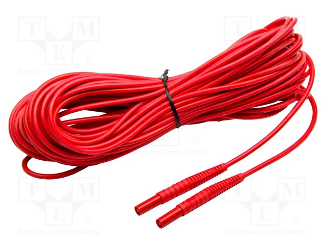 Test lead; banana plug-banana plug; insulated; Urated: 1kV; red