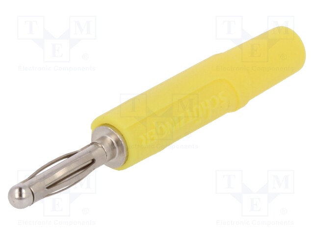 Plug; 2mm banana; 10A; 70VDC; yellow; Plating: nickel plated; Ø: 2mm