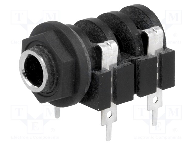 Socket; Jack 6,35mm; female; mono; with on/off switch; angled 90°