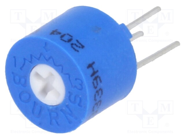 Potentiometer: mounting; horizontal,multiturn; 200kΩ; 0.5W; THT