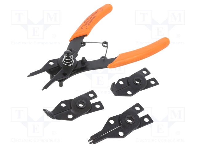 Pliers; for circlip; angular,straight,replaceable tips